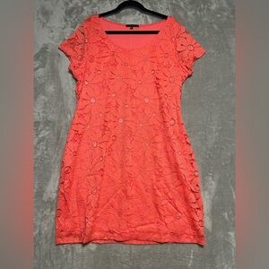 Tiana B Midi Dress Women’s XL Short Sleeve Coral Pink Floral